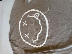 Nirvana Brown Two-Sided Graphic T-Shirt Stencil Logo Smiley Face. Reprint with a