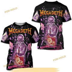 MEGADETH 1991 3D Shirt Vic Rattlehead All Over Print EXTREMELY RARE D834