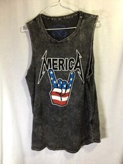 HRT & LUV Black Tie Dye Large Cotton (America) Made in USA T Shirt SleevelessT19