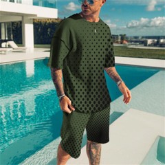 Men’s Outfit 2-Piece Set Short Sleeve T-Shirts and Shorts Sweatsuit Set Summer