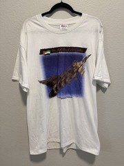 Vintage UAE F-16 Falcon T Shirt Single Stitch 50/50 Mens Large Military Jet