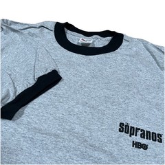 Vintage The Sopranos HBO Promo Grey Ringer Large T-Shirt 90s Y2K Anvil Tag Rare