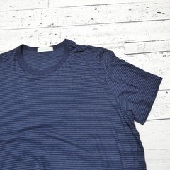 Faherty Shirt Mens 2XL Blue Striped Chambray Tee Cotton Modal Short Sleeve