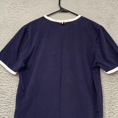 Thom Browne Ringer Shirt Mens 2 / Medium Navy Blue Side Button Made In Japan Tee