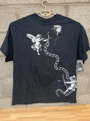 😇🔥 Los Angeles Angel Cherub Cupid Rose Chain Graphic T-Shirt Men’s Black 😇🔥