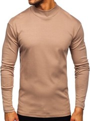Zonbailon men’s t-shirt high collar solid color warm bottomed shirt long sleeve
