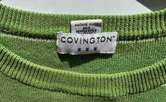 Covington Men Size M Classic Green Casual Knit Short Sleeve Shirt Stripes
