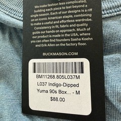 Buck Mason New IndigoDipped Yuma 90s Boxy Pocket Tee Mens Medium Blue SS