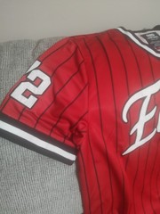 New Ecko Unltd. Men’s Baseball Jersey Sz Medium Red Logo Patches Y2k Hip Hop