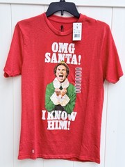 NWT Elf OMG SANTA I KNOW HIM Graphic Adult Small T Shirt Red