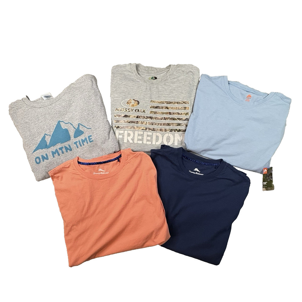 MIXED LOT OF 5 Men’s L Tommy Bahama/Mossy Oak/Ozark Trails T Shirts SEE DESC