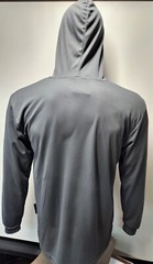 Gray Long Sleeve Shirt With Hoodie, Polyester birdeye mesh fabric