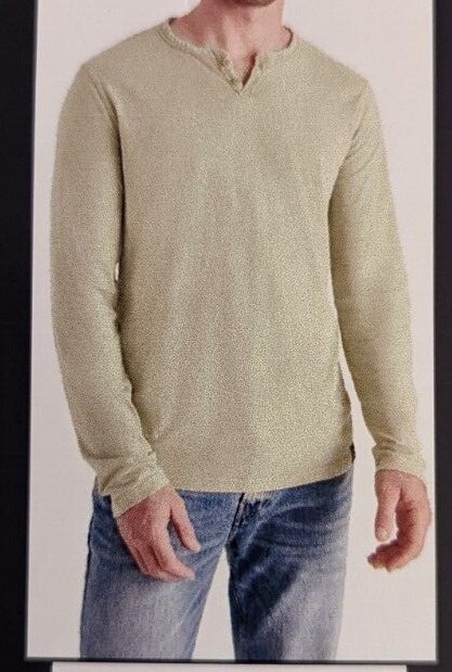New Lucky Brand Men’s S Long Sleeve Notch Neck Triblend Henley Shirt Loden Green
