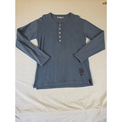 International Male Vintage 90s Henley Shirt Ribbed Long Sleeve XL Blue Local 99