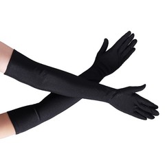 Long Black Opera Party Gloves for Women 1920s 20s Satin Gloves Elbow Length B…