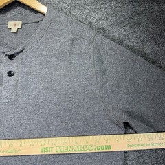 J.Crew Henley Oarsman Thermal Shirt Mens Large Gray Cotton Ribbed Cuffs Casual