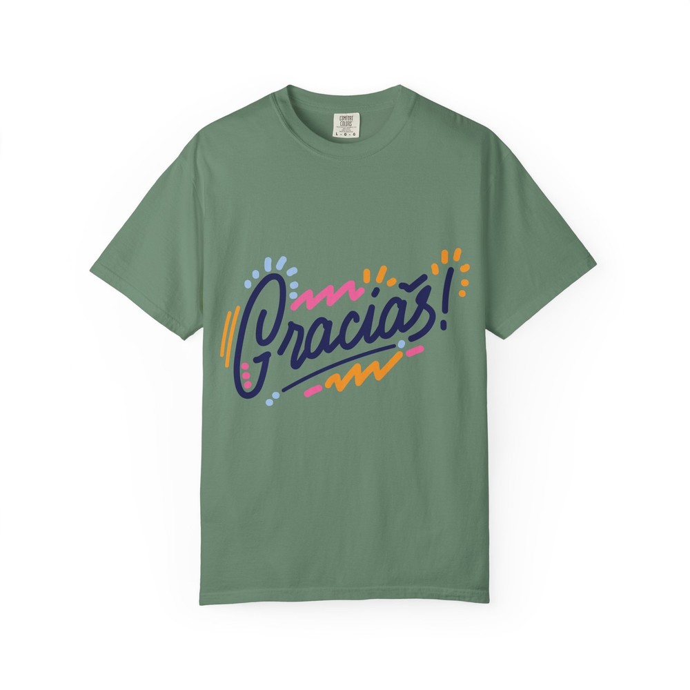 Gracias! Script Typography T-shirt | Colorful Handlettered Gracias Tee