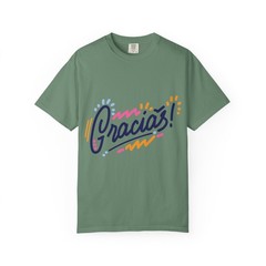 Gracias! Script Typography T-shirt | Colorful Handlettered Gracias Tee