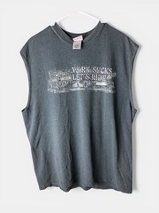 Harley Davidson Mens XL Gray Sleeveless T Shirt Work Sucks Lets Ride Biker Tee