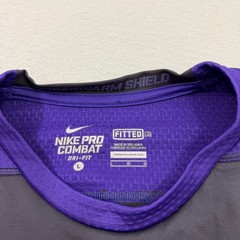 Nike Pro Combat Shirt Mens Large Purple Gray Fitted Hyperwarm Shield Performance