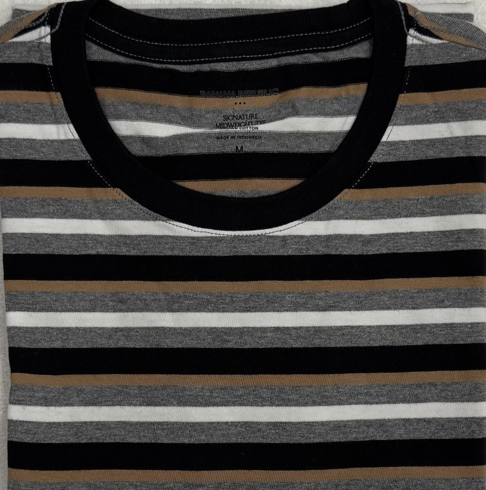 New Banana Republic Men’s Short Sleeve T-Shirt Gray Stripe Size M $20.00