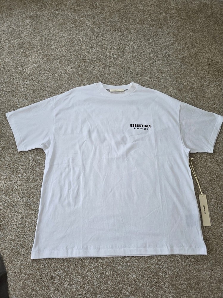 Fear of God Essentials Men’s White Crew Neck Short Sleeve Logo Graphic Tee