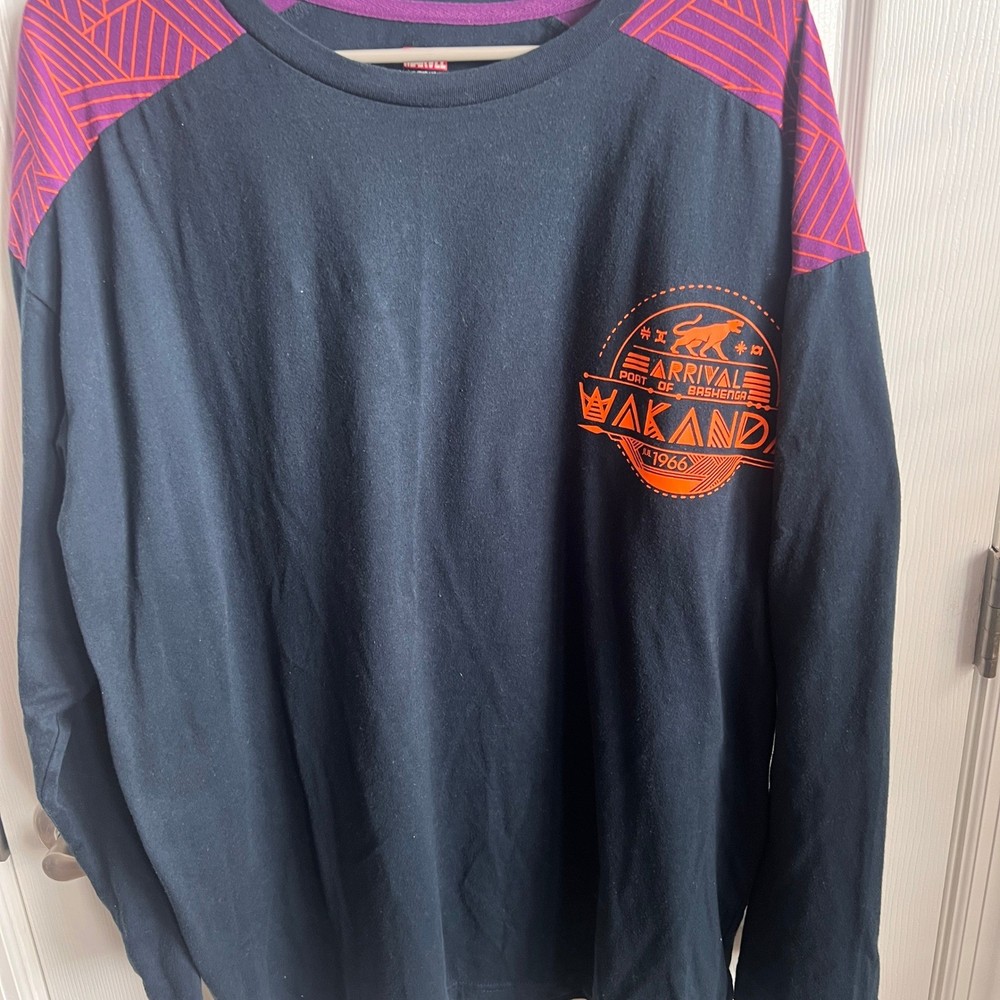 Marvel Black Panther World of Wakanda Long Sleeve T Shirt Men XL Orange Navy
