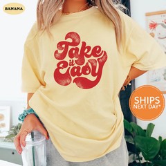 Take It Easy Bohemian Comfort Tee Retro Vintage Style Relaxed