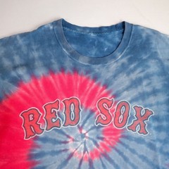 Boston Red Sox T-Shirt Mens XL Blue Red Tie Dye Spiral Logo MLB Liquid Blue