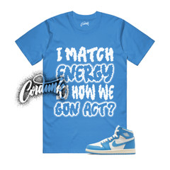 1 UNC Reimagined White Dark Powder Blue Sail T Shirt Match MATCH