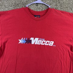 Vintage Mecca 90s T Shirt Size XXL Hip Hop Logo Red Made in USA