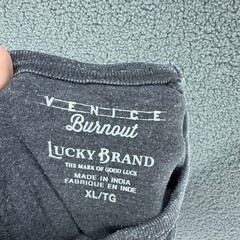 Lucky Brand Venice Burnout Shirt Mens XL Charcoal Grey Skull Cowboy Long Sleeve