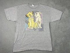 Disney Shirt Mens Large Gray Simba Nala Lion King Graphic Tee Movie Cartoon