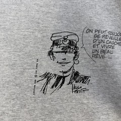 Vintage Hugo Pratt Corto Maltese Italian Comic Shirt Gray Long Sleeve Size XL