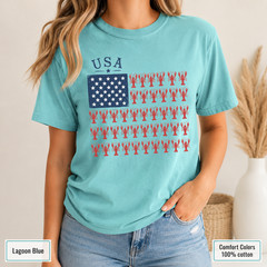 Patriotic Lobster Flag Shirt, Coastal USA Comfort Colors Fourth of July Tee