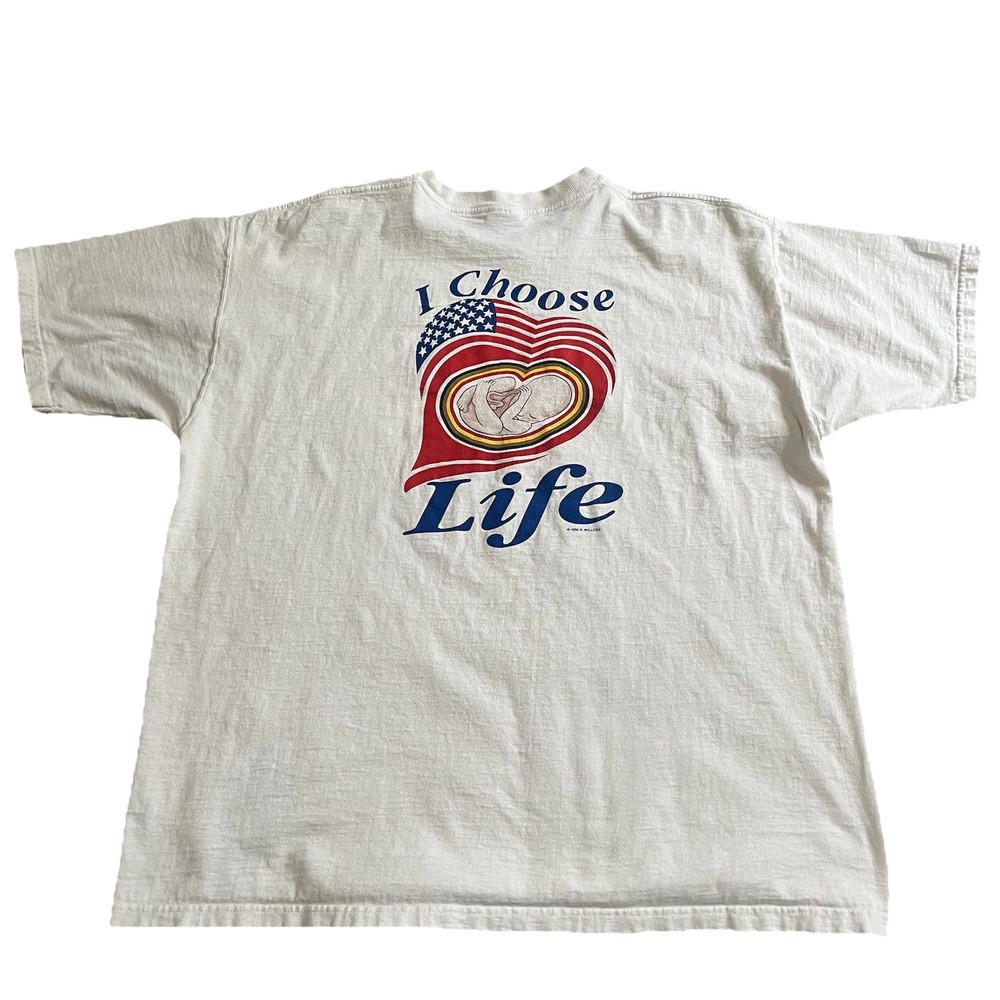 Vintage 90s Anti Abortion Pro Life 2 Sided Graphic T Shirt Sz XL White READ INFO