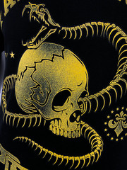 AFFLICTION SNAKE EYES Men’s T-shirt BLACK Biker MMA