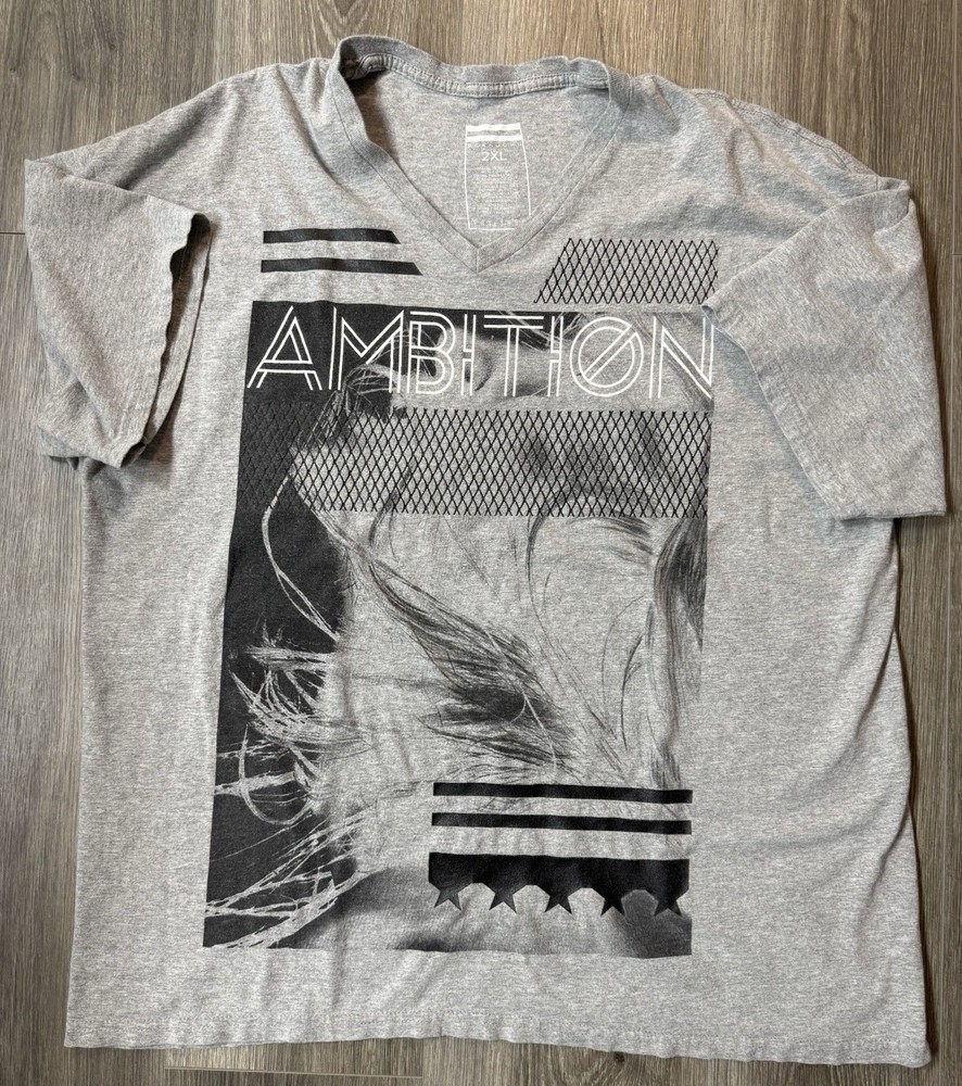 Sean John Ambition XXL Graphic T-Shirt Gray Woman Dancing V Neck Hip Hop