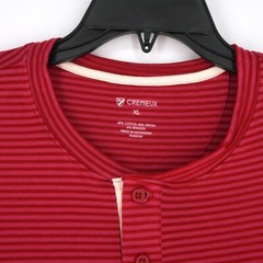 Cremieux Men’s Long-Sleeve Henley Shirt XL Red Pink Striped NWT $69.50