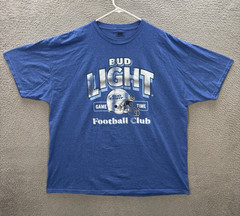 Bud Light Beer Shirt Adult 2XL XXL Blue Crewneck Tee Football Tailgate Party
