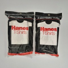 Lot Of 2 New 1987 2-Packs White Hanes Men’s Crewneck T-Shirts Extra Large Cotton