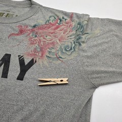 The Great China Wall Army T Shirt Men L/XL Boxy Dragon Custom Embroidered READ
