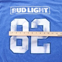 Bud Light Football Club T-Shirt Mens 2XL Blue Double Sided Graphic Beer Tee