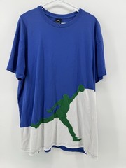 Jordan Embroidered Mens XXL T-Shirt Blue Green Jumpman Graphic Tee Oversized