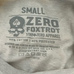 Zero Foxtrot Steel Fist Tee Light Gray Men’s Small NEW