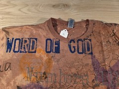 Word of God Faith Christian Graphic Print Men’s T-Shirt Brown Short Sleeve L