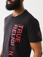 True Religion Men’s Silicone Textured Logo T-Shirt Jet Black Men’s Medium 700293