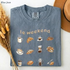 le weekend Coffee Croissant Comfort Tee Shirt Relaxed