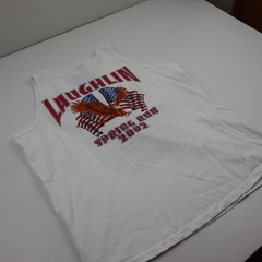 Vintage Laughlin Babe Pinup Sexy Tank Top Mens L White Biker Rally T Shirt Tee