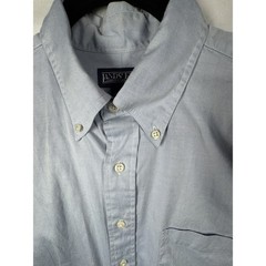 Stafford Mens Dress Shirt 17 Blue Short Sleeve Wrinkle Free Broadcloth Work